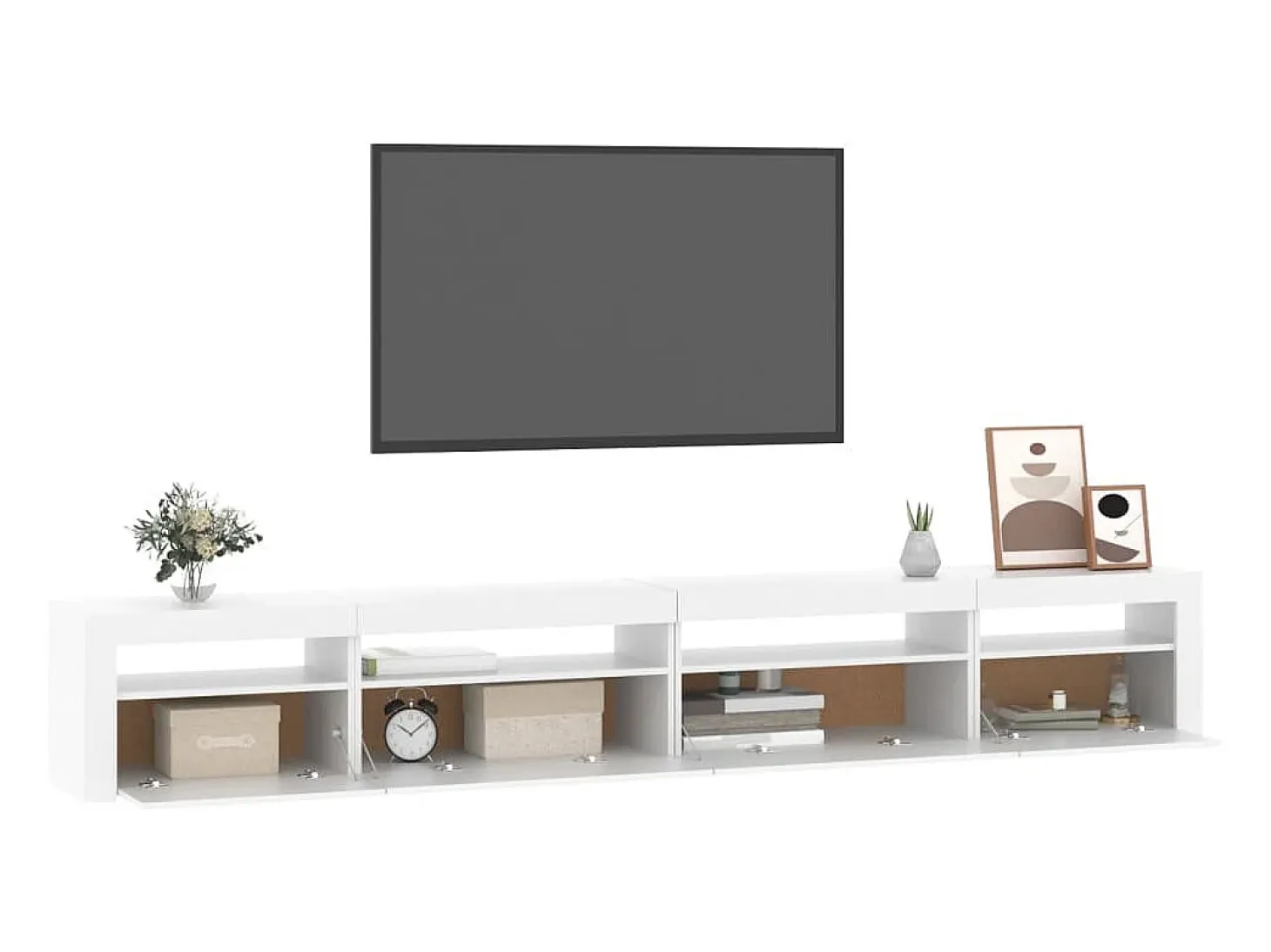 Mueble de TV con luces LED blanco 270x35x40 cm