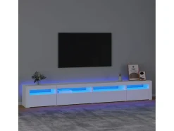 Mueble de TV con luces LED blanco 270x35x40 cm