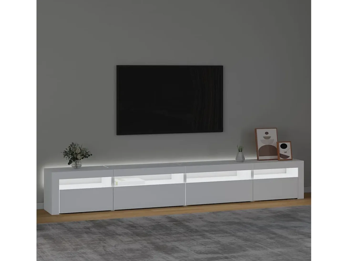 Mueble de TV con luces LED blanco 270x35x40 cm