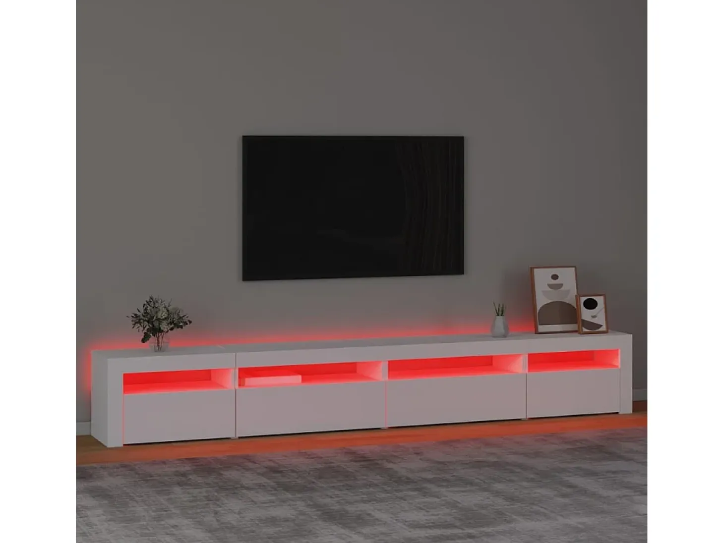 Mueble de TV con luces LED blanco 270x35x40 cm