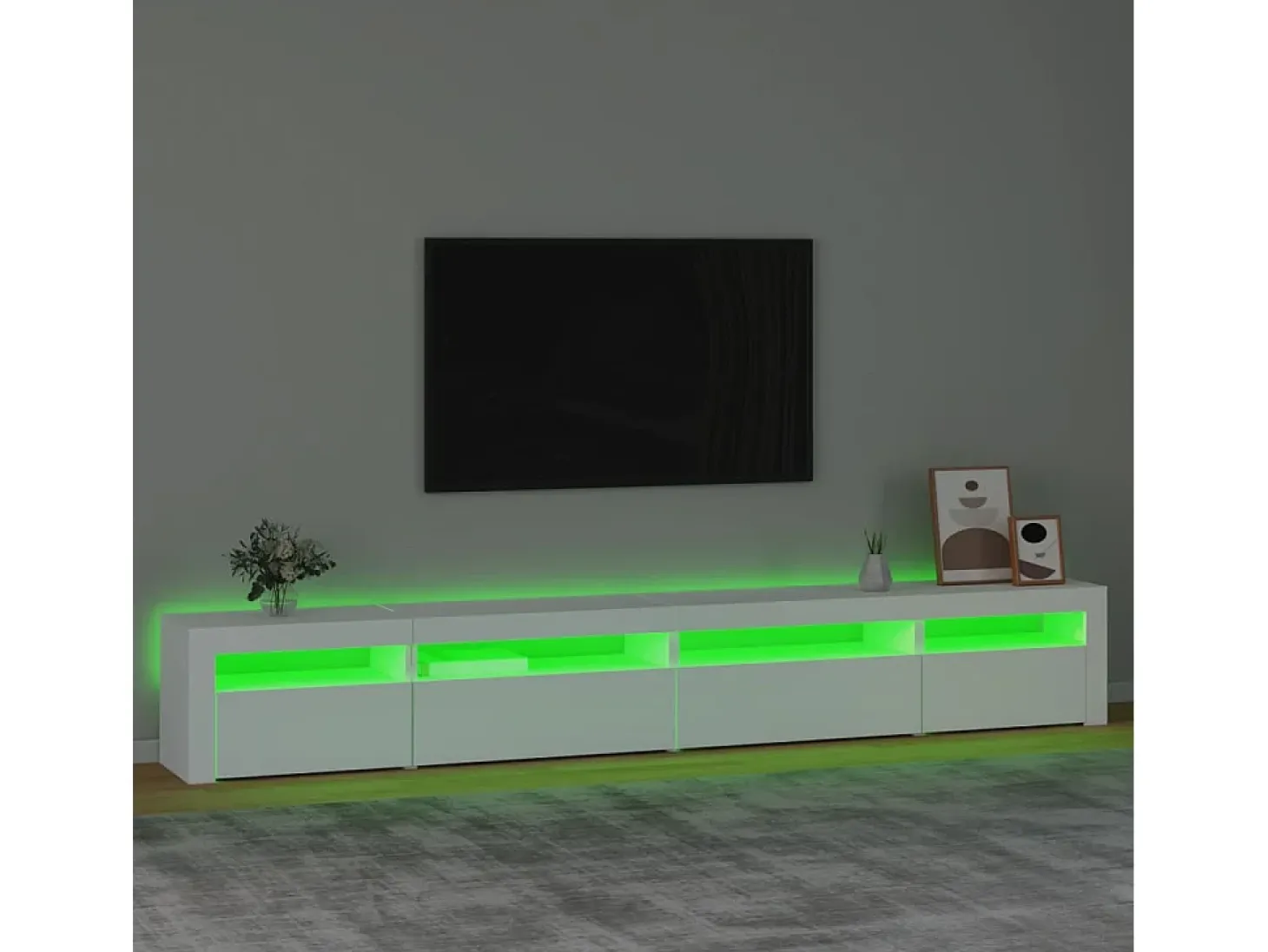 Mueble de TV con luces LED blanco 270x35x40 cm