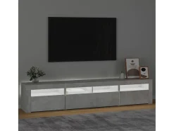 Mueble de TV con luces LED gris hormigón 210x35x40 cm