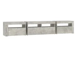 Mueble de TV con luces LED gris hormigón 210x35x40 cm