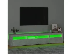 Mueble de TV con luces LED gris hormigón 210x35x40 cm