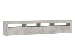 Mueble de TV con luces LED gris hormigón 210x35x40 cm