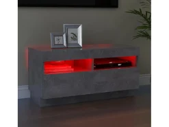 Mueble de TV con luces LED gris hormigón 80x35x40 cm
