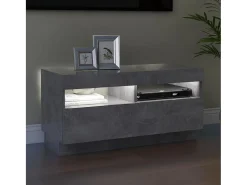 Mueble de TV con luces LED gris hormigón 80x35x40 cm