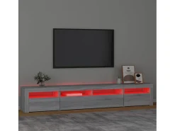 Mueble de TV con luces LED gris Sonoma 240x35x40 cm