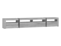 Mueble de TV con luces LED gris Sonoma 240x35x40 cm