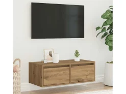 Mueble de TV con luces LED roble artisan 75x35,5x25 cm