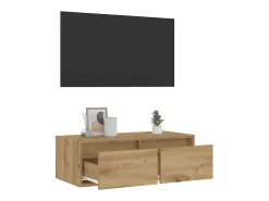 Mueble de TV con luces LED roble artisan 75x35,5x25 cm