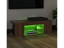 Mueble de TV con luces LED color roble marrón 90x39x30 cm
