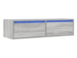 Mueble de TV con luces LED sonoma gris 100X35,5x25 cm