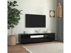 Mueble de TV con luces LED negro 160x35x40 cm