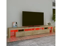 Mueble de TV con luces LED roble Sonoma 260x36,5x40 cm ES484290