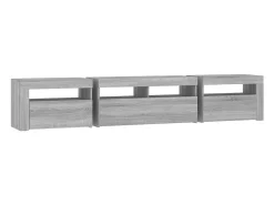 Mueble de TV con luces LED gris Sonoma 210x35x40 cm