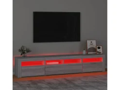 Mueble de TV con luces LED gris Sonoma 210x35x40 cm