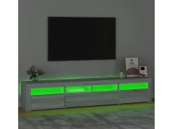 Mueble de TV con luces LED gris Sonoma 210x35x40 cm