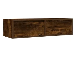 Mueble de TV con luces LED roble ahumado 100X35,5x25 cm