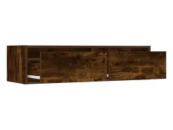 Mueble de TV con luces LED roble ahumado 100X35,5x25 cm