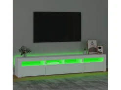 Mueble de TV con luces LED blanco 210x35x40 cm