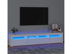 Mueble de TV con luces LED blanco 210x35x40 cm