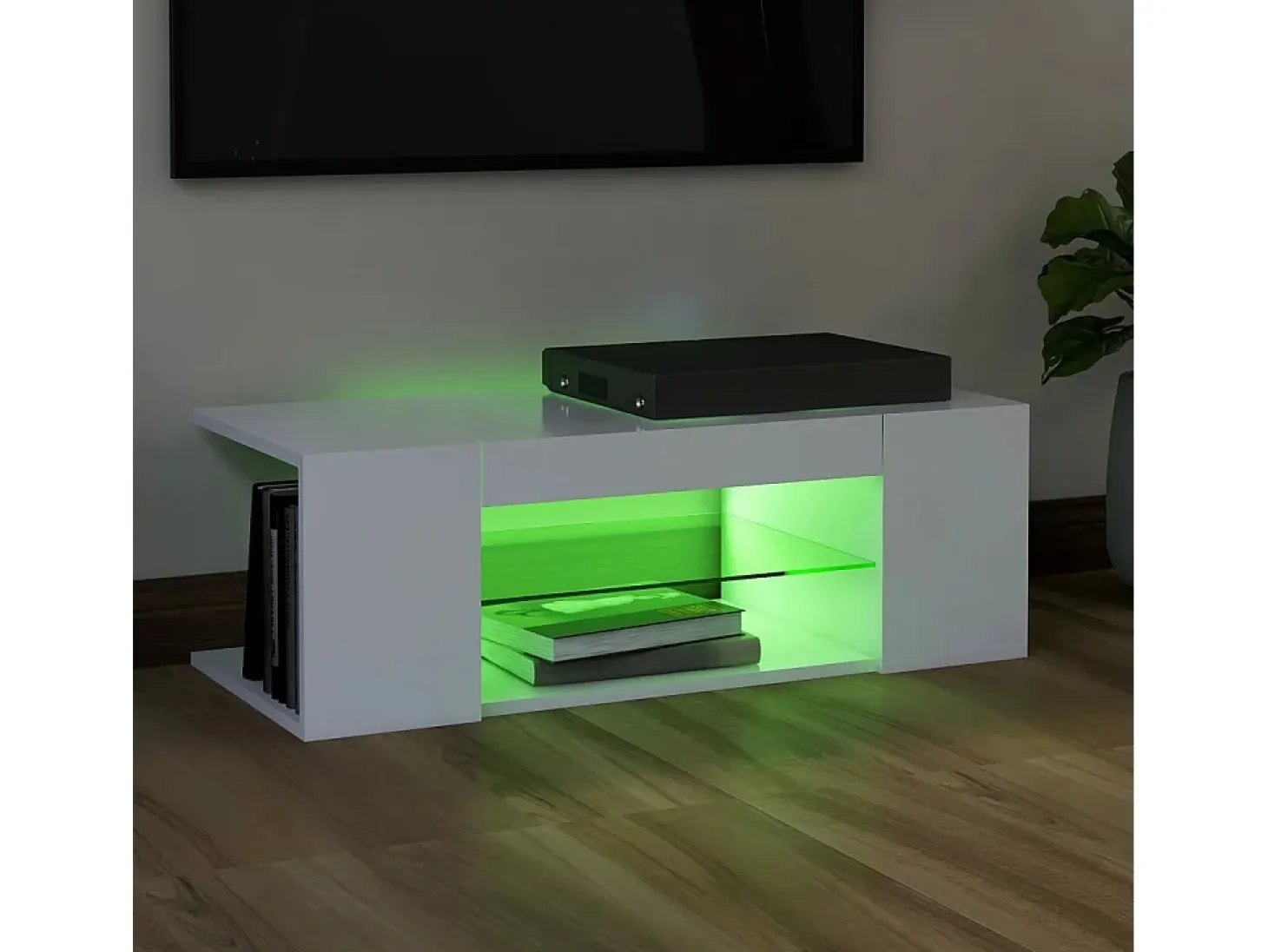 Mueble de TV con luces LED blanco 90x39x30 cm ES76208