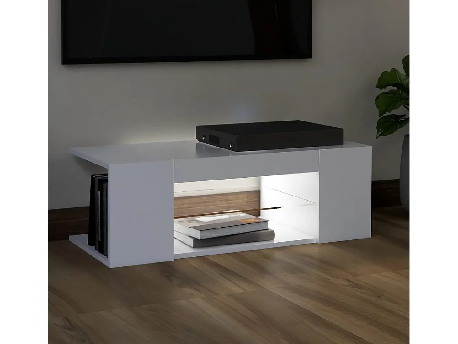 Mueble de TV con luces LED blanco 90x39x30 cm ES76208
