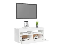 Mueble de TV con luces LED blanco brillante 90x35x40 cm