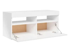 Mueble de TV con luces LED blanco brillante 90x35x40 cm