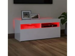 Mueble de TV con luces LED blanco brillante 90x35x40 cm