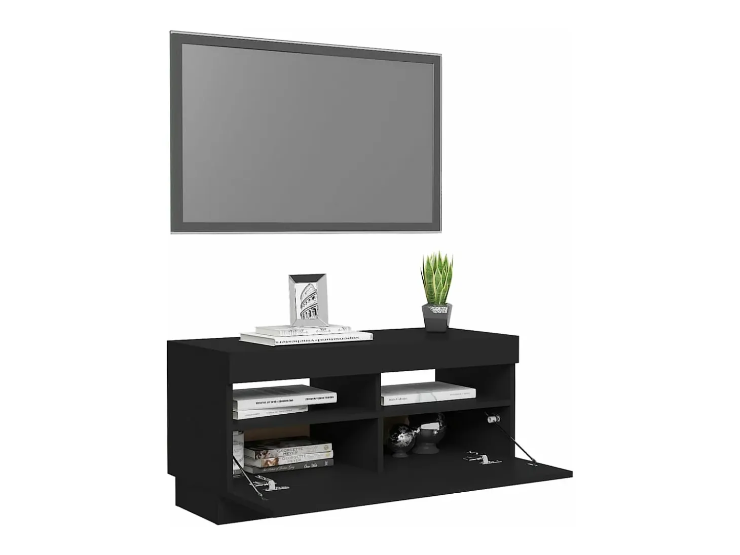 Mueble de TV con luces LED negro 80x35x40 cm
