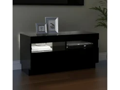 Mueble de TV con luces LED negro 80x35x40 cm