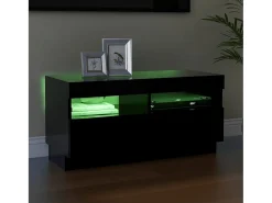 Mueble de TV con luces LED negro 80x35x40 cm