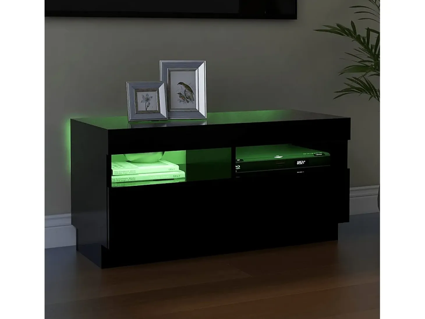 Mueble de TV con luces LED negro 80x35x40 cm