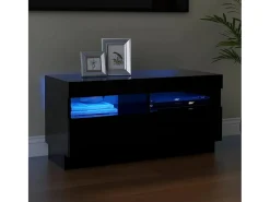 Mueble de TV con luces LED negro 80x35x40 cm