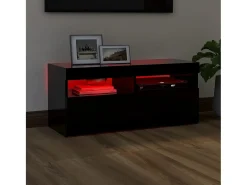 Mueble de TV con luces LED negro 90x35x40 cm
