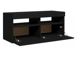 Mueble de TV con luces LED negro 90x35x40 cm