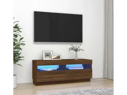 Mueble de TV con luces LED marrón roble 100x35x40 cm