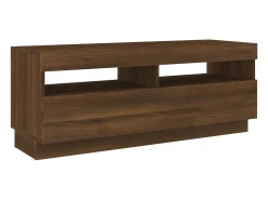 Mueble de TV con luces LED marrón roble 100x35x40 cm