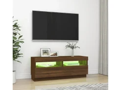 Mueble de TV con luces LED marrón roble 100x35x40 cm