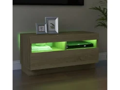 Mueble de TV con luces LED roble Sonoma 80x35x40 cm
