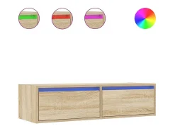 Mueble de TV con luces LED roble sonoma 100X35,5x25 cm