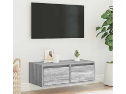 Mueble de TV con luces LED sonoma gris 75x35,5x25 cm