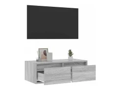 Mueble de TV con luces LED sonoma gris 75x35,5x25 cm