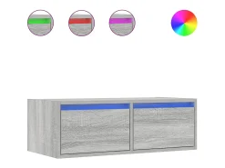 Mueble de TV con luces LED sonoma gris 75x35,5x25 cm
