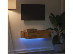 Mueble de TV con luces LED envejecida 60x35x15,5 cm
