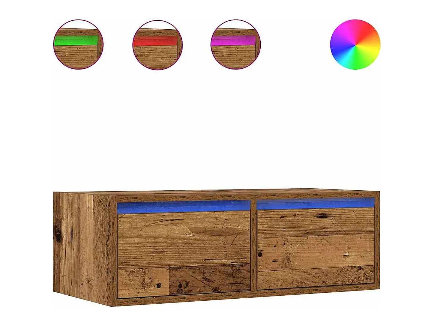 Mueble de TV con luces LED envejecida 75x35,5x25 cm