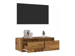 Mueble de TV con luces LED envejecida 75x35,5x25 cm