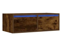 Mueble de TV con luces LED roble ahumado 75x35,5x25 cm